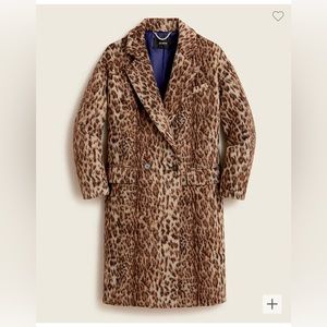 J.Crew Relaxed topcoat coat in leopard jacquard